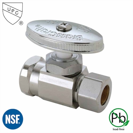 Thrifco Plumbing 1/2 Inch FIP x 1/2 Inch Comp Multi Turn Brass Angle Stop Valve 4405469